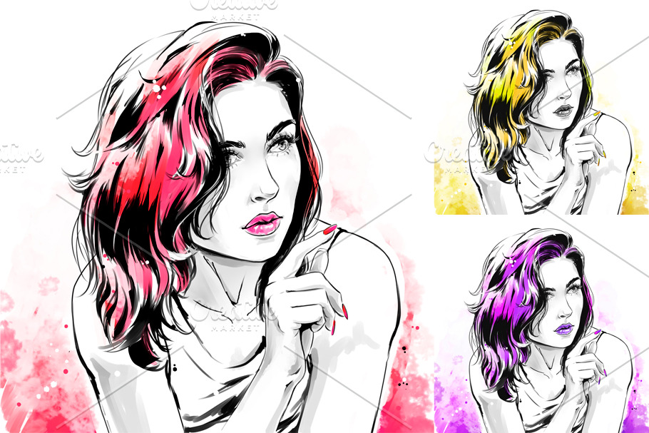 Fashion illustration, portrait | Decorative Illustrations ~ Creative Market