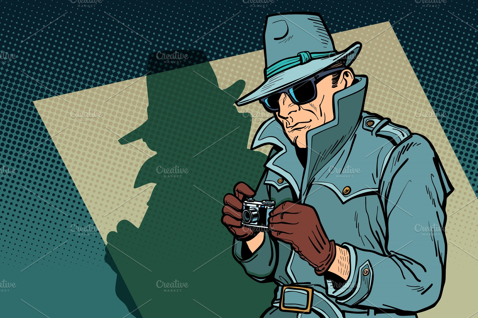 detective spy, shadow Vector Graphics Creative Market