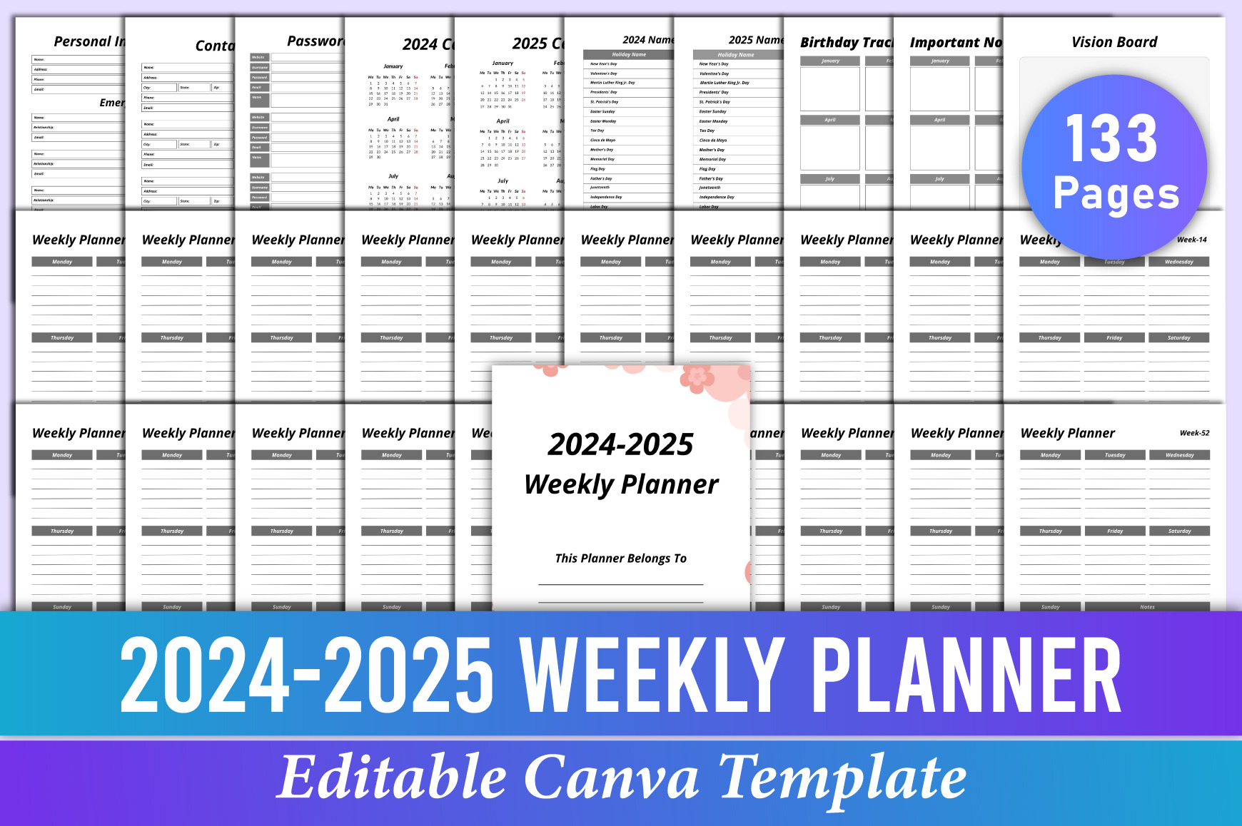 2024-2025 Planner & Agenda for Canva KDP Graphic by NR Creative