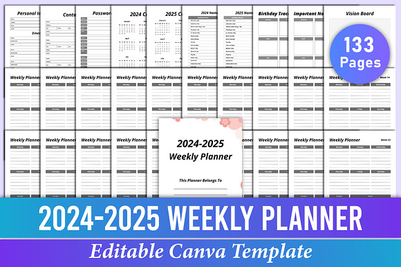 2024-2025 Weekly Planner Canva KDP