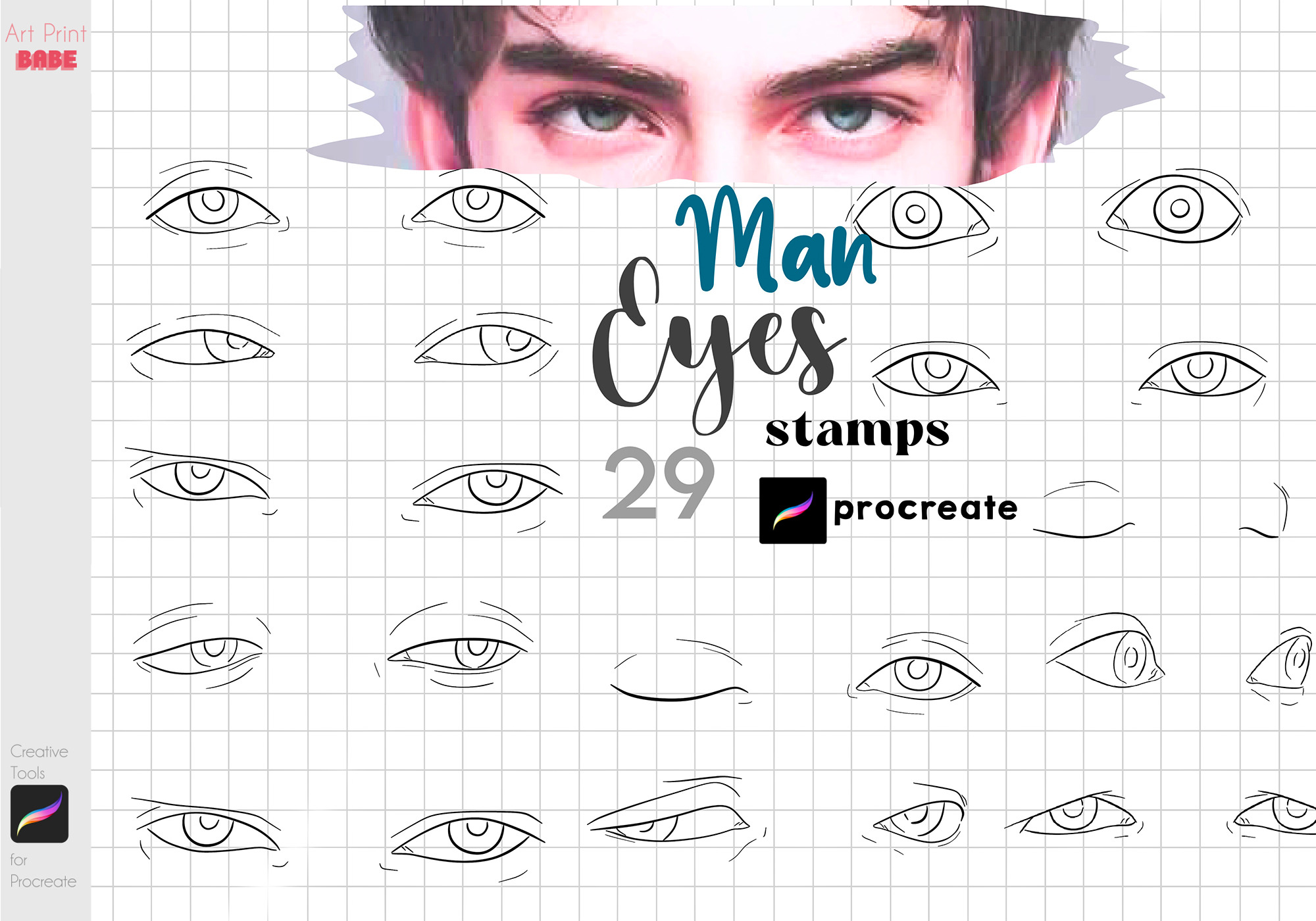 Procreate Anime Eye Stamp Brush for Eyes Reference Brush 