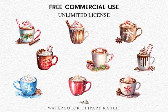 Hot Chocolate, Hot Cocoa, COMMERCIAL USE, Christmas Clipart