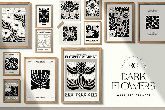 Black & White Floral Linocut Canva - Canvas Artwork