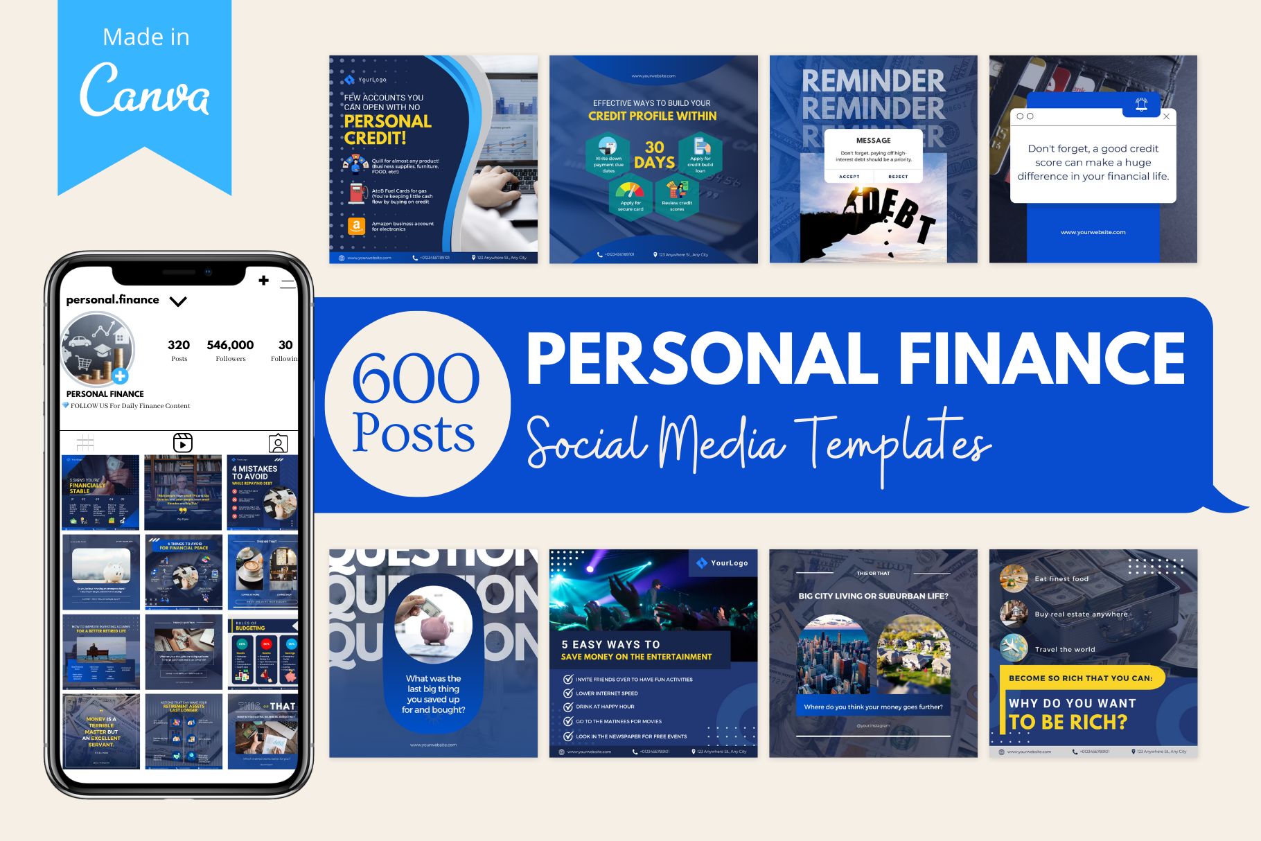 Personal Finance - Canva Templates | Social Media Templates ~ Creative ...