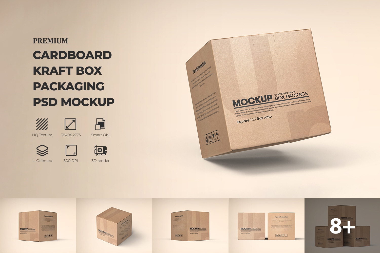 Square Craft Paper Box Packaging | Creative Market