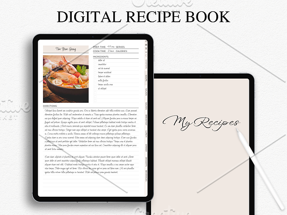 Digital Recipe Book for Goodnotes, Notability, Digital iPad Recipe Journal,  Digital Cookbook, Digital Meal Planner, Recipe Book Template 