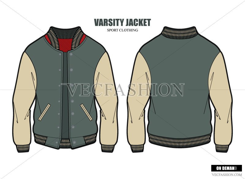 Download Men Varsity Jacket Vector Template Pre Designed Illustrator Graphics Creative Market