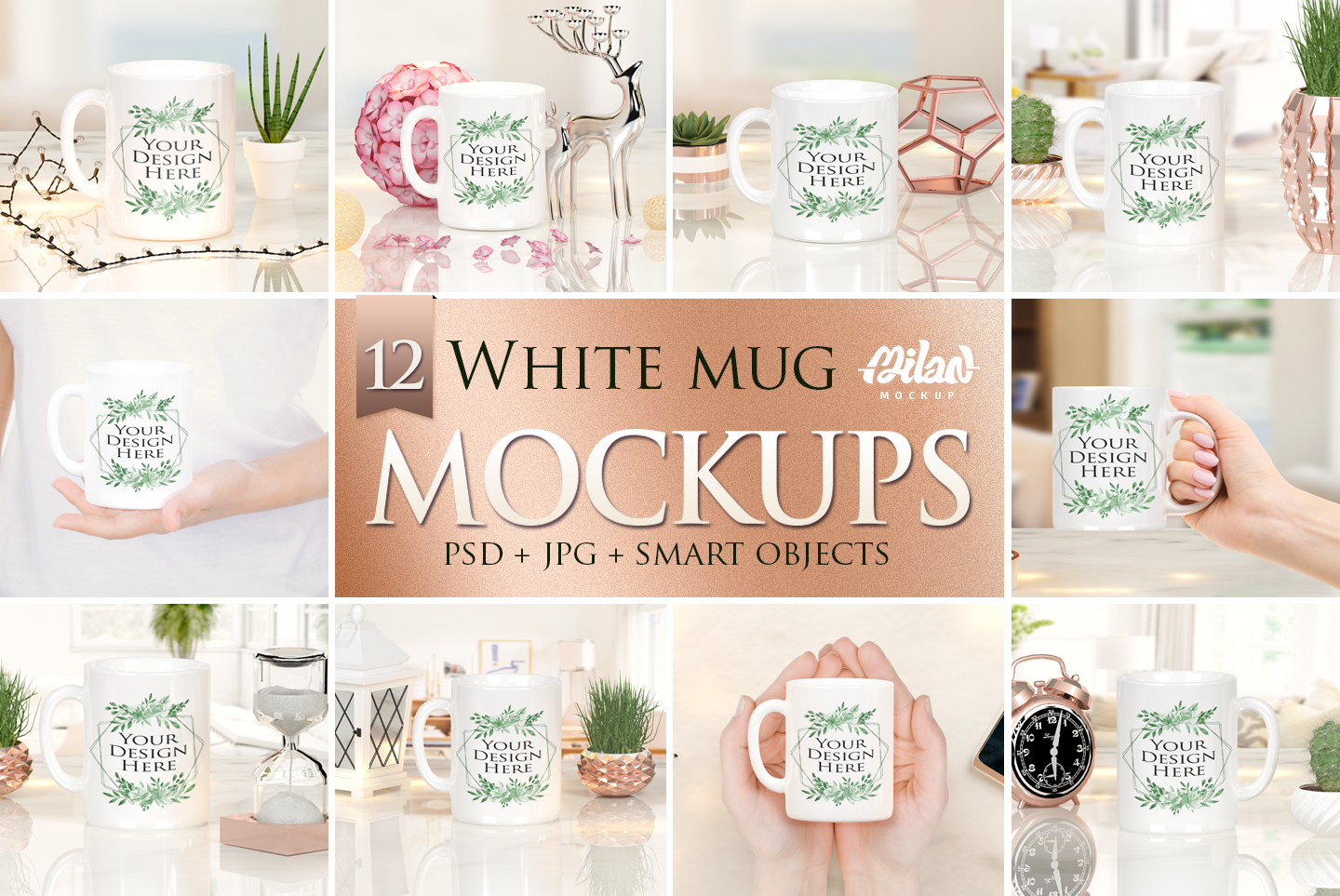 Download Bundle Of 12 White Mug Mockup Creative Photoshop Templates Creative Market