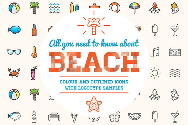 Awesome Beach/Bar Icons and Logo Set | Pre-Designed Photoshop Graphics