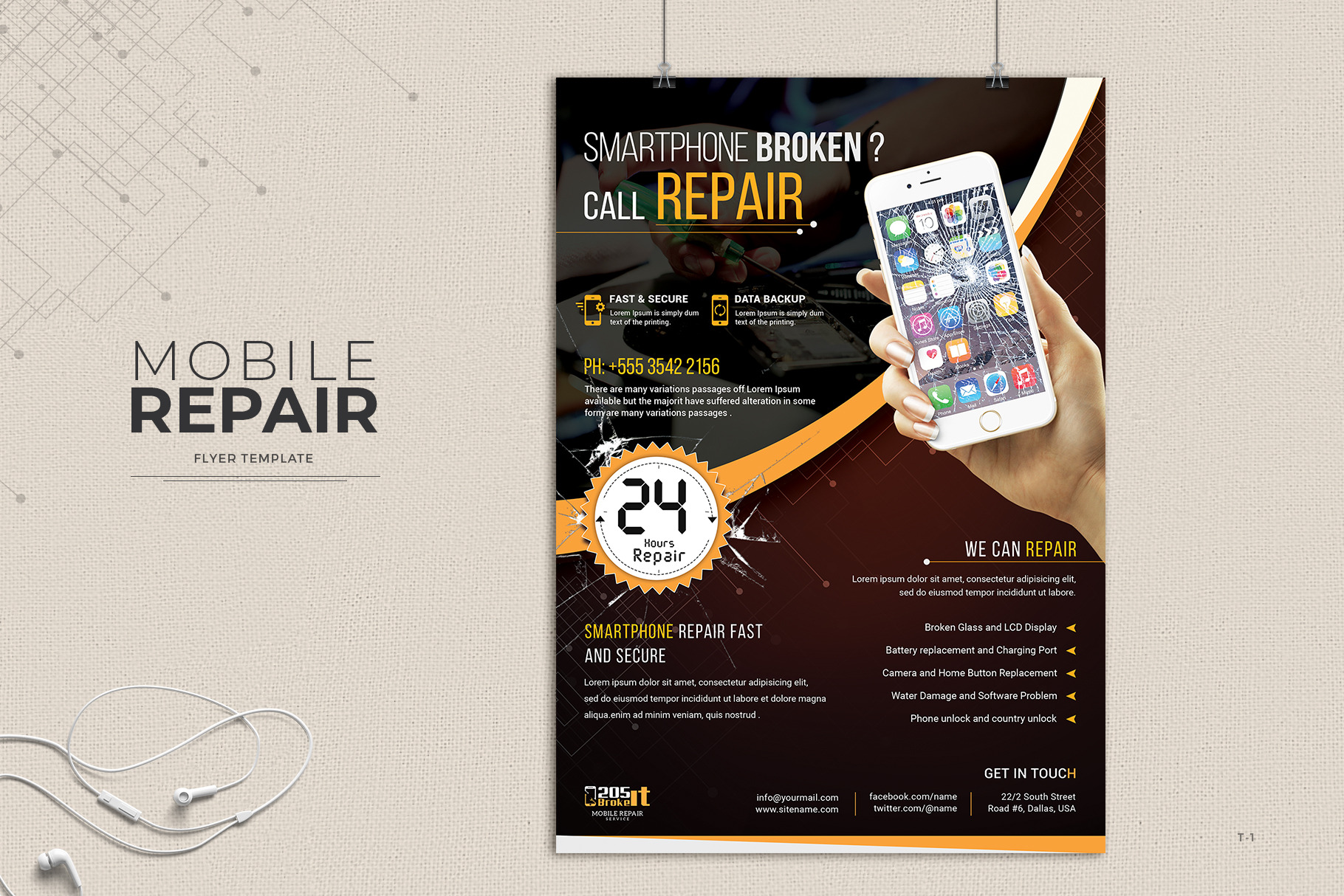 Smartphone Repair Flyer Flyer Templates ~ Creative Market 1670