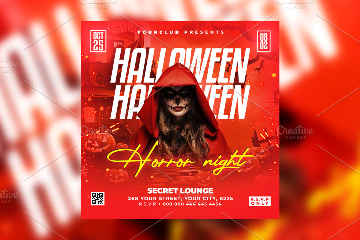 Red Halloween Party Flyer Flyer Templates Creative Market