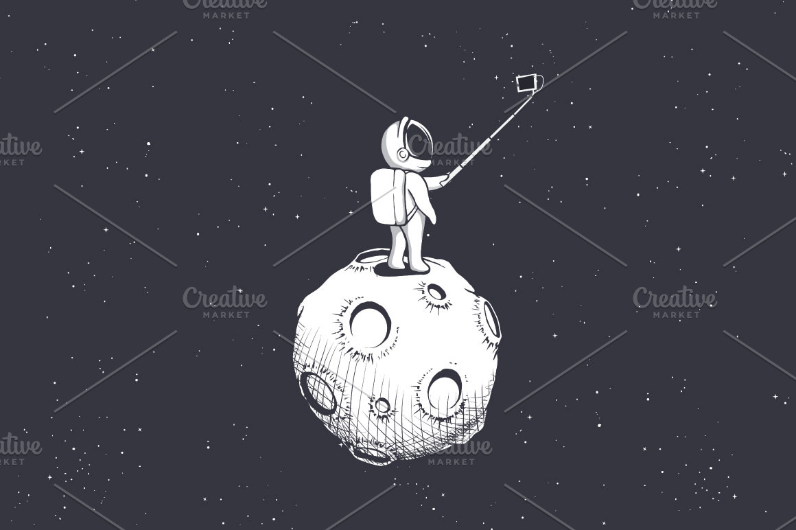 spaceman photographs himself on Moon | People Illustrations ~ Creative ...