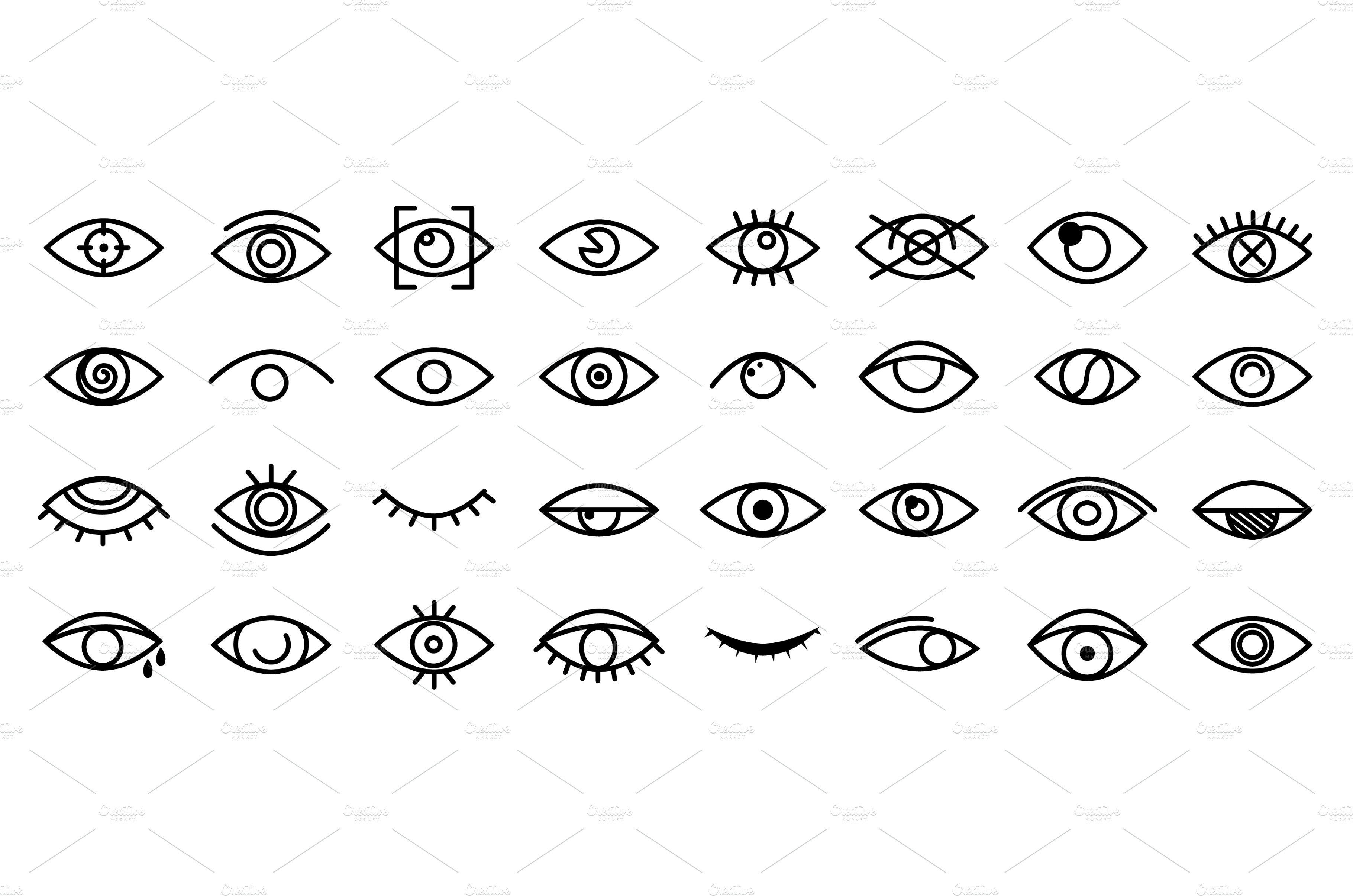 Line eyes symbols. Outline eye icon Illustrations Creative Market