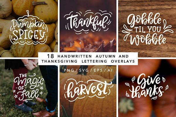 Download Autumn Thanksgiving Overlays Bundle Pre Designed Illustrator Graphics Creative Market