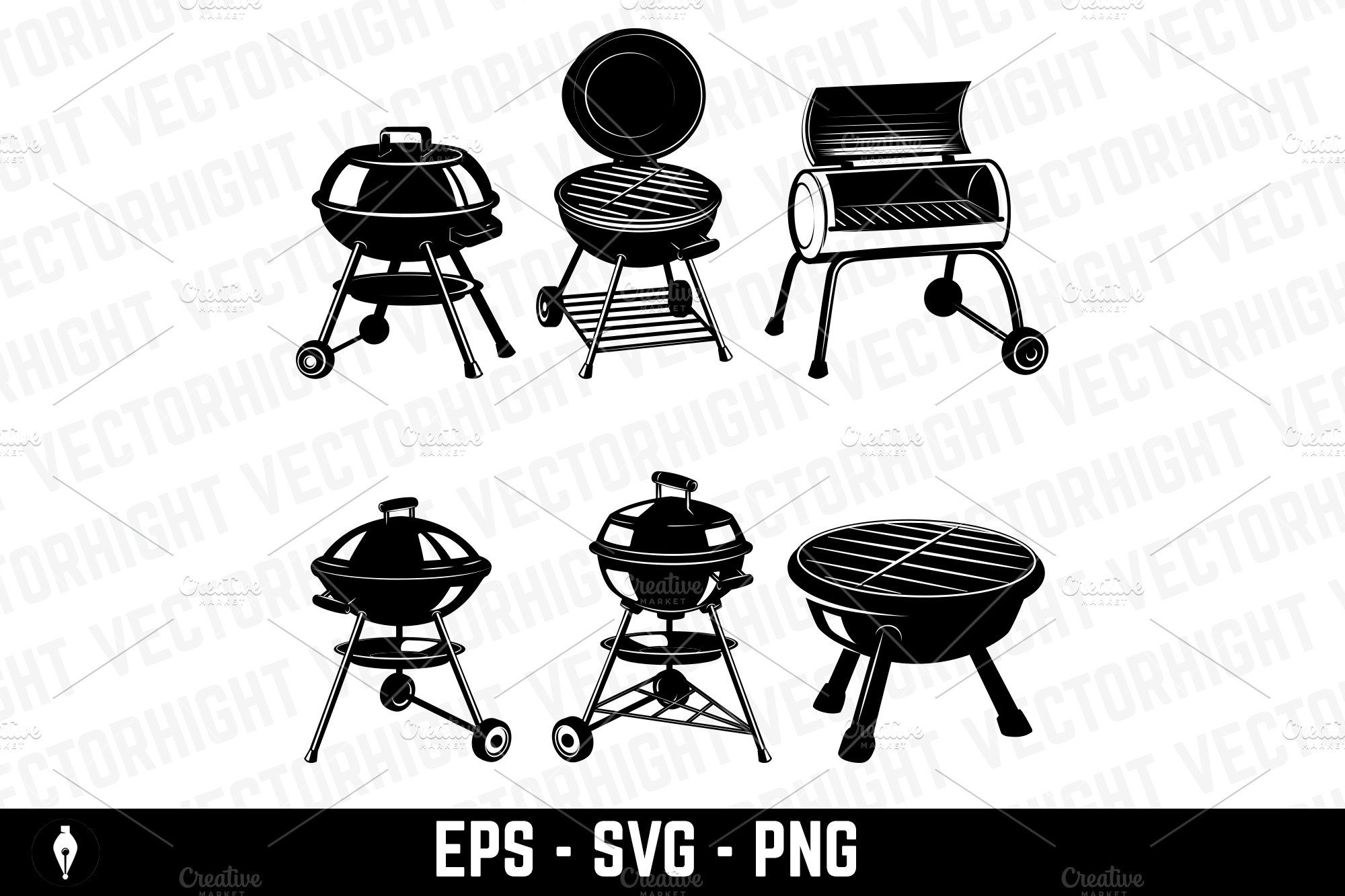 BBQ Utensils SVG Barbecue Tools Silhouette Cookout Clipart 