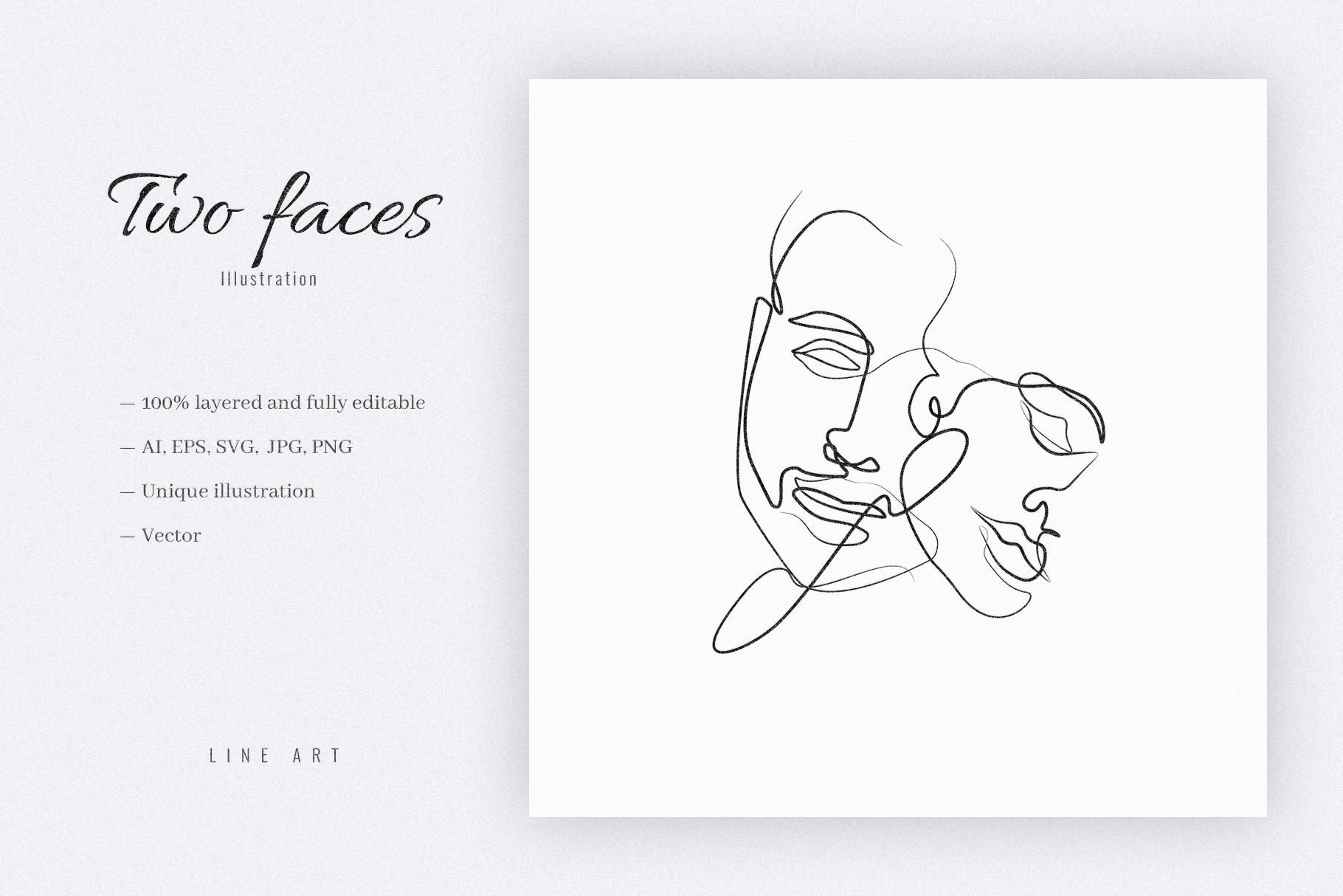 Male handsome face one line drawing Canvas Print by BondingSoul