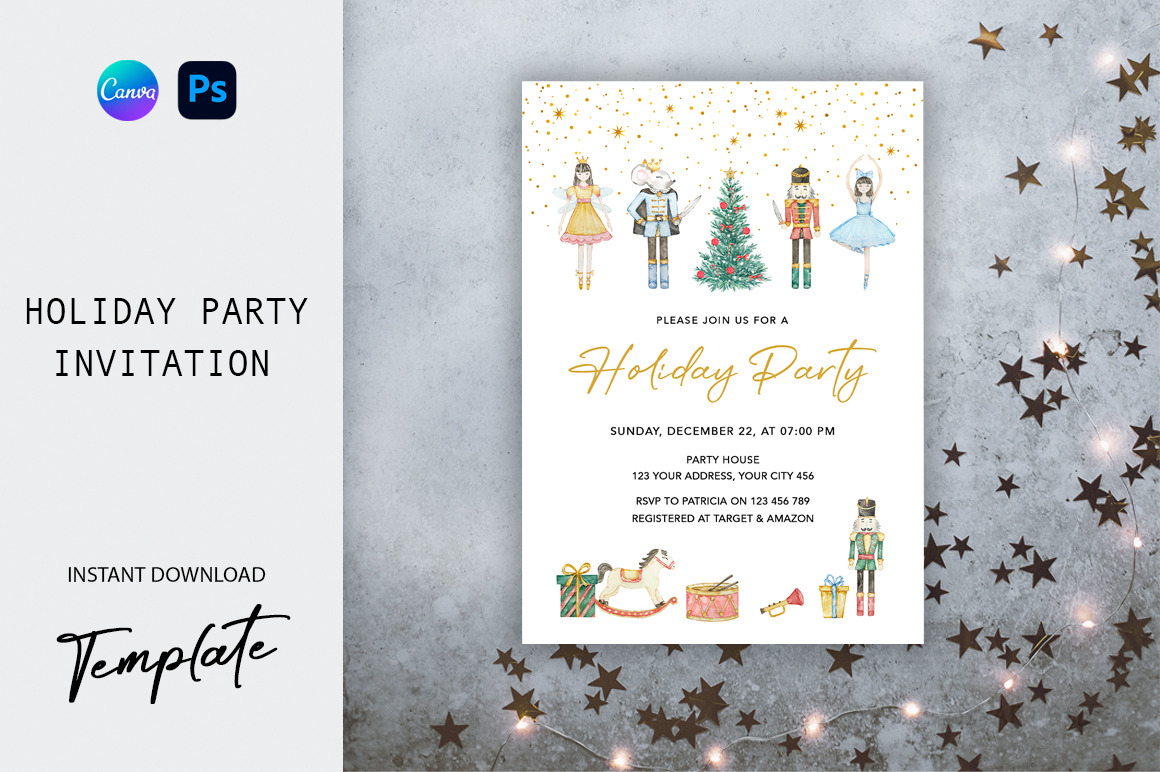 Nutcracker Holiday Party Invitation | Invitation Templates ~ Creative ...