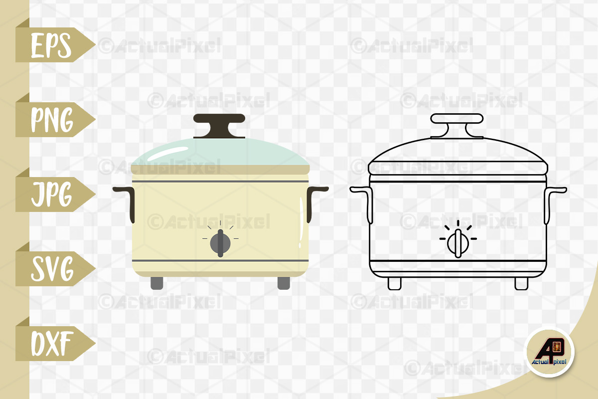 Crock Pot Outline with Clipart Illustrations Creative Market