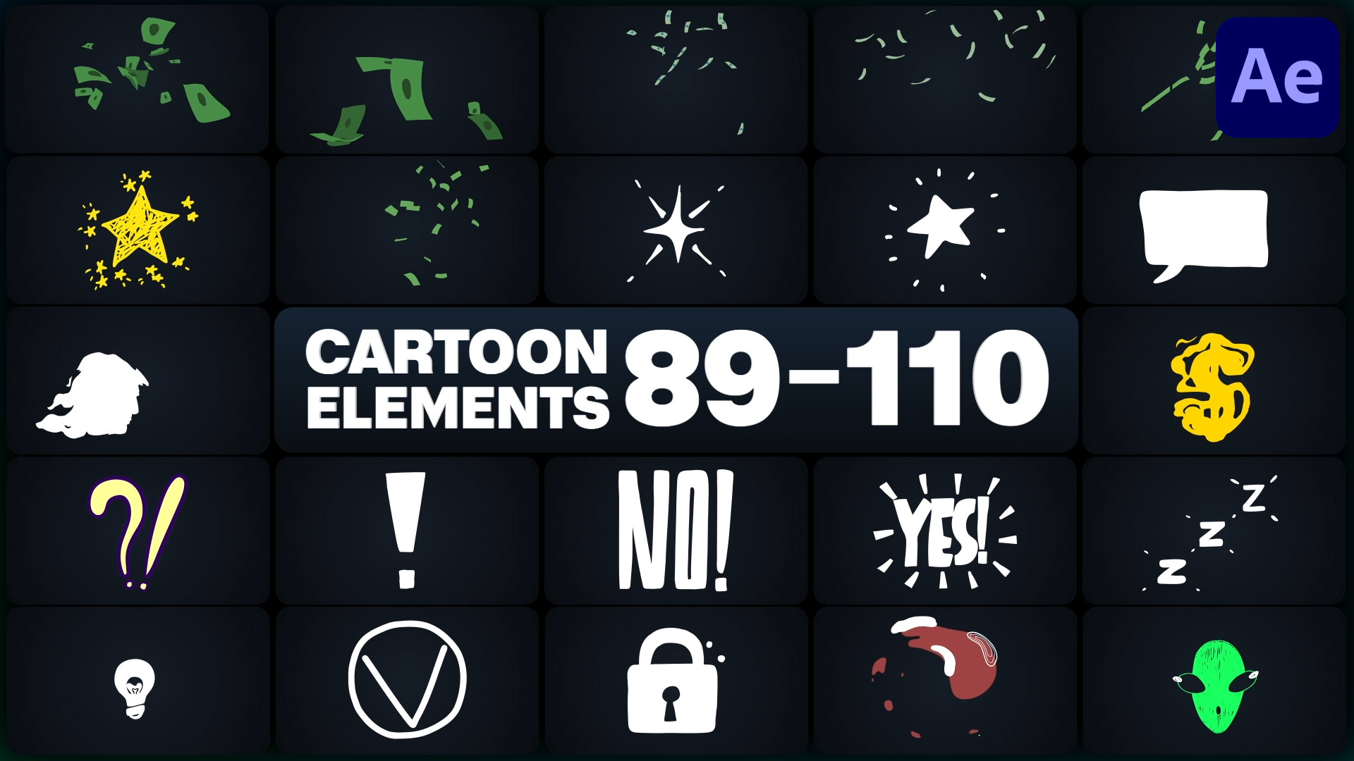 140+ animated cartoon elements after effects download