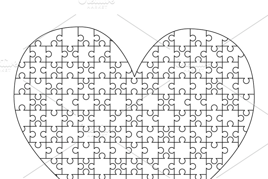 white puzzles pieces in heart shape pre designed