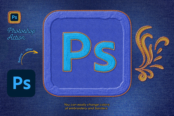 Embroidery Sticker - Photoshop Action, Actions and Presets, Brushes,  Patterns Including: photoshop & actions - Envato Elements