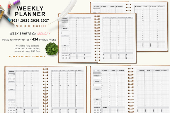 Printable 2024 Monthly Dated Planner Graphic by AmitDebnath