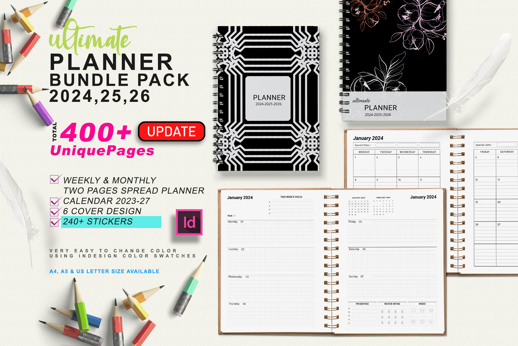 Printable 2024 Monthly Dated Planner Graphic by AmitDebnath