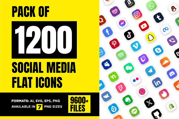 flat square social media icons