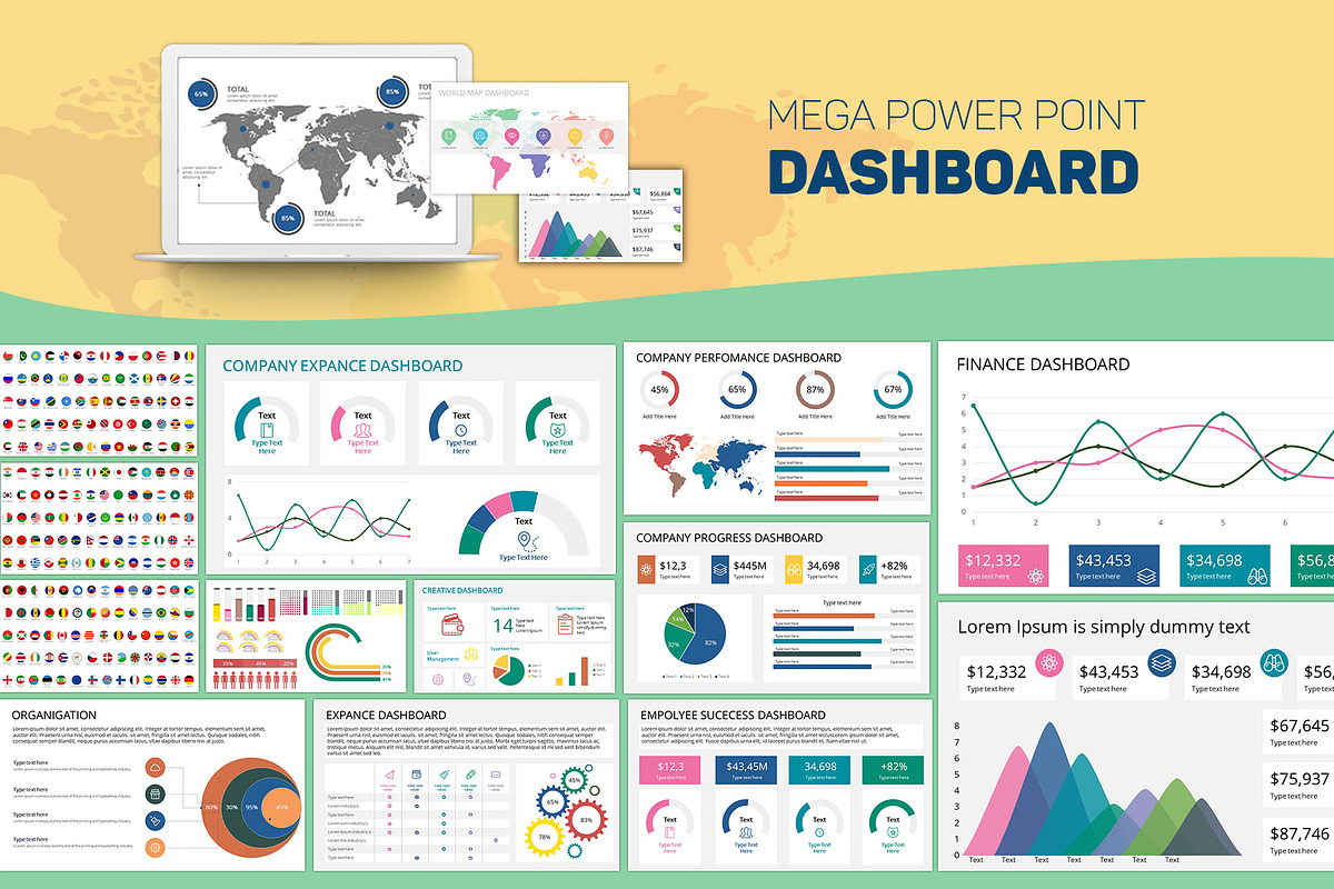 Mega PowerPoint Dashboard Creator from creative market