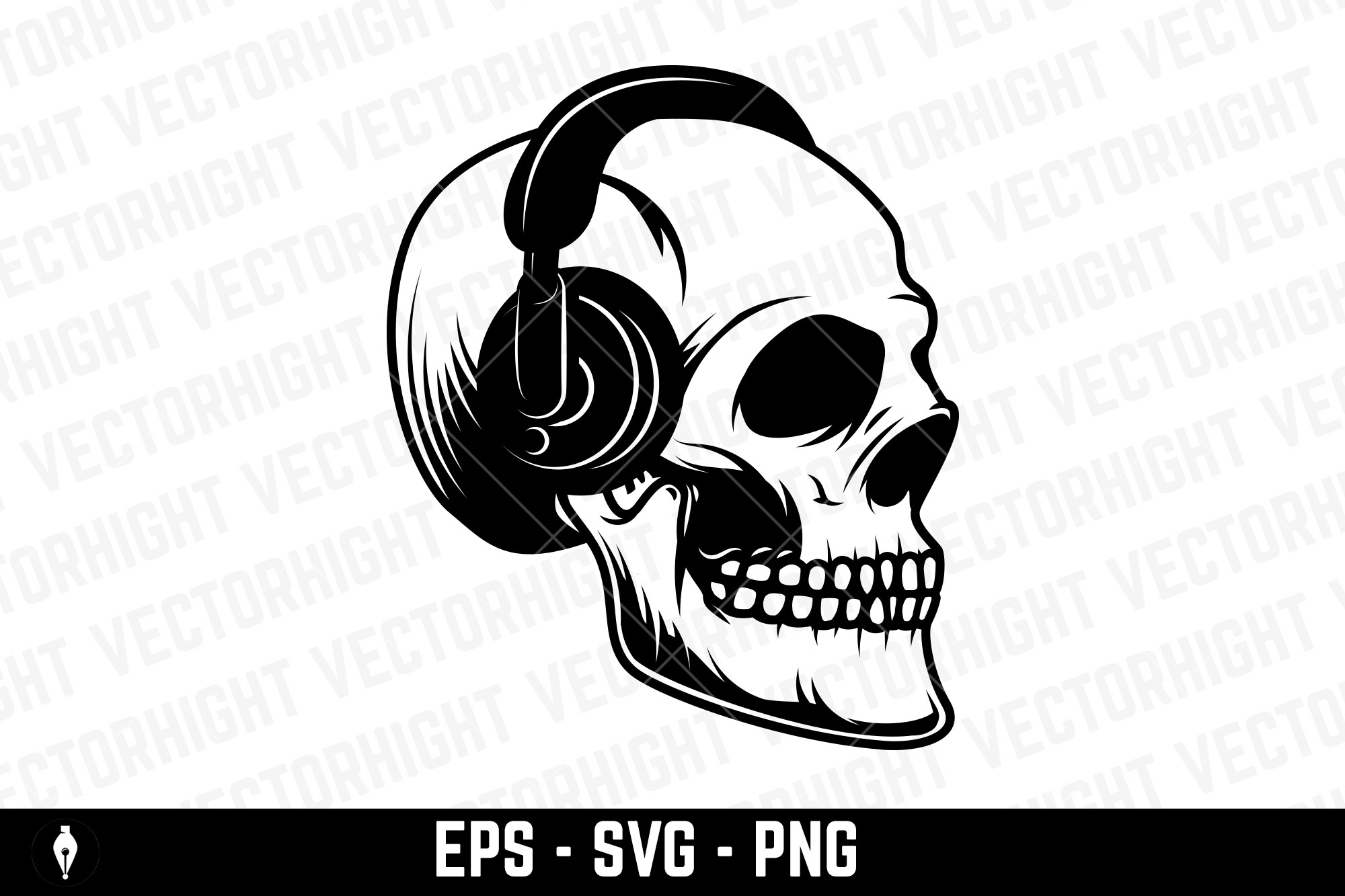 Skull In Headphones Its Party Time Object Illustrations ~ Creative Market 9978