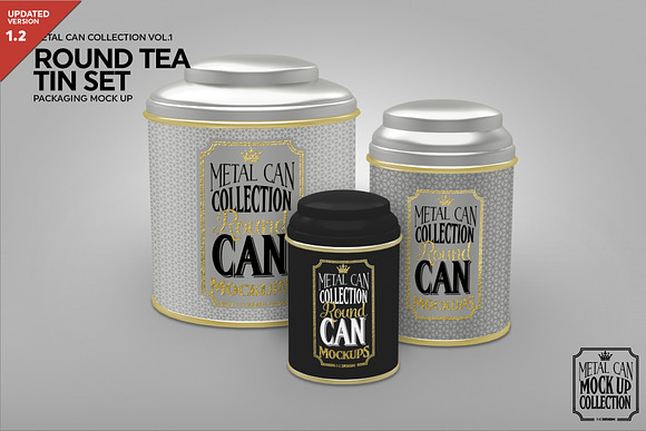 Download Round Tea Tin Set Packaging Mockup Creative Photoshop Templates Creative Market