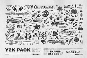 Premium Vector  Y2k badges stickers logo futuristic lettering cyber  digital design with abstract shapes