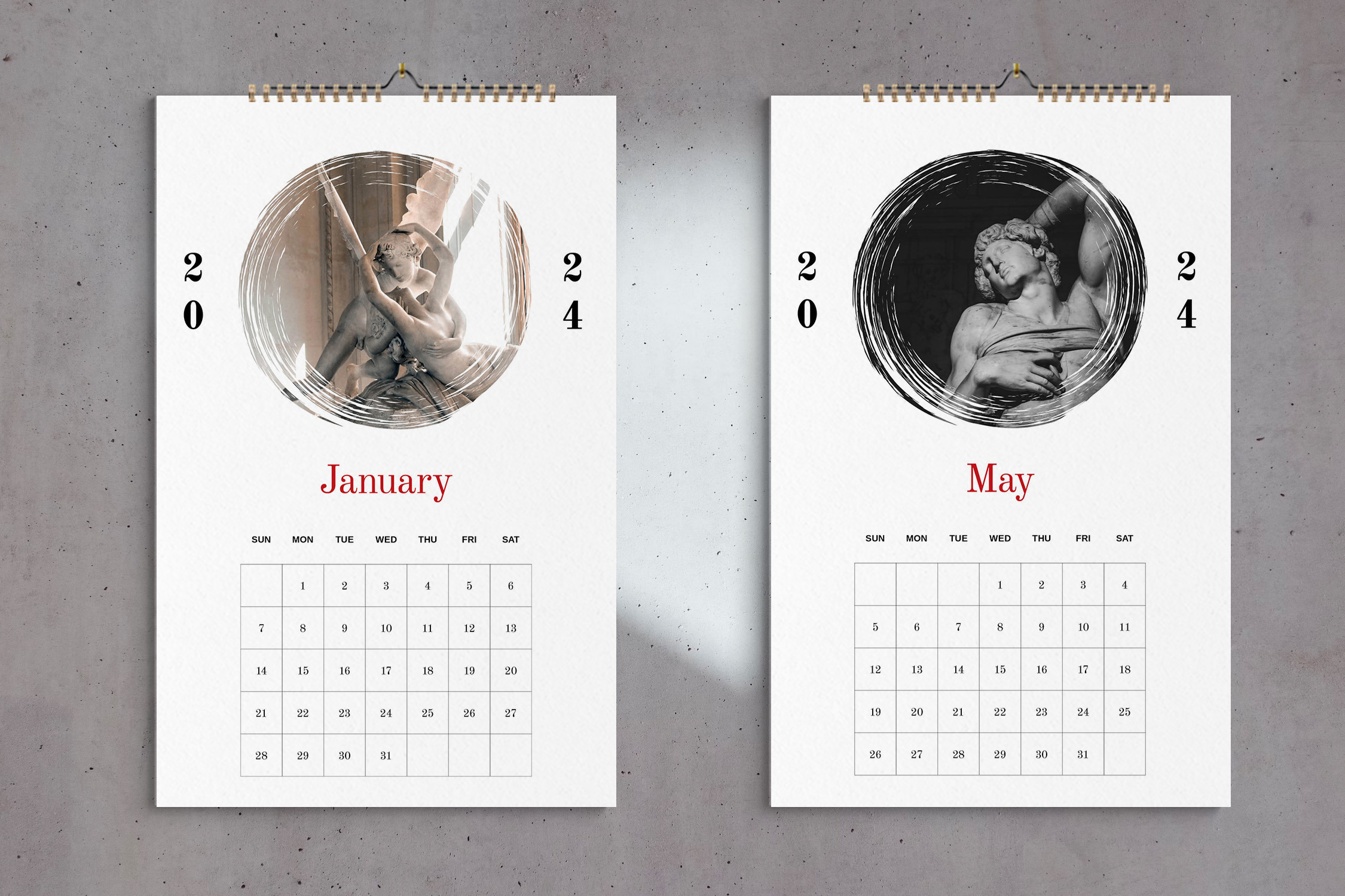 Art Gallery Wall Calendar 2024 Stationery Templates Creative Market