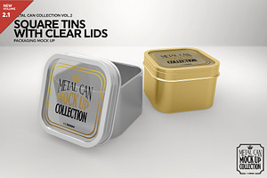 Download Square Tins With Clear Lid Mockup Creative Photoshop Templates Creative Market