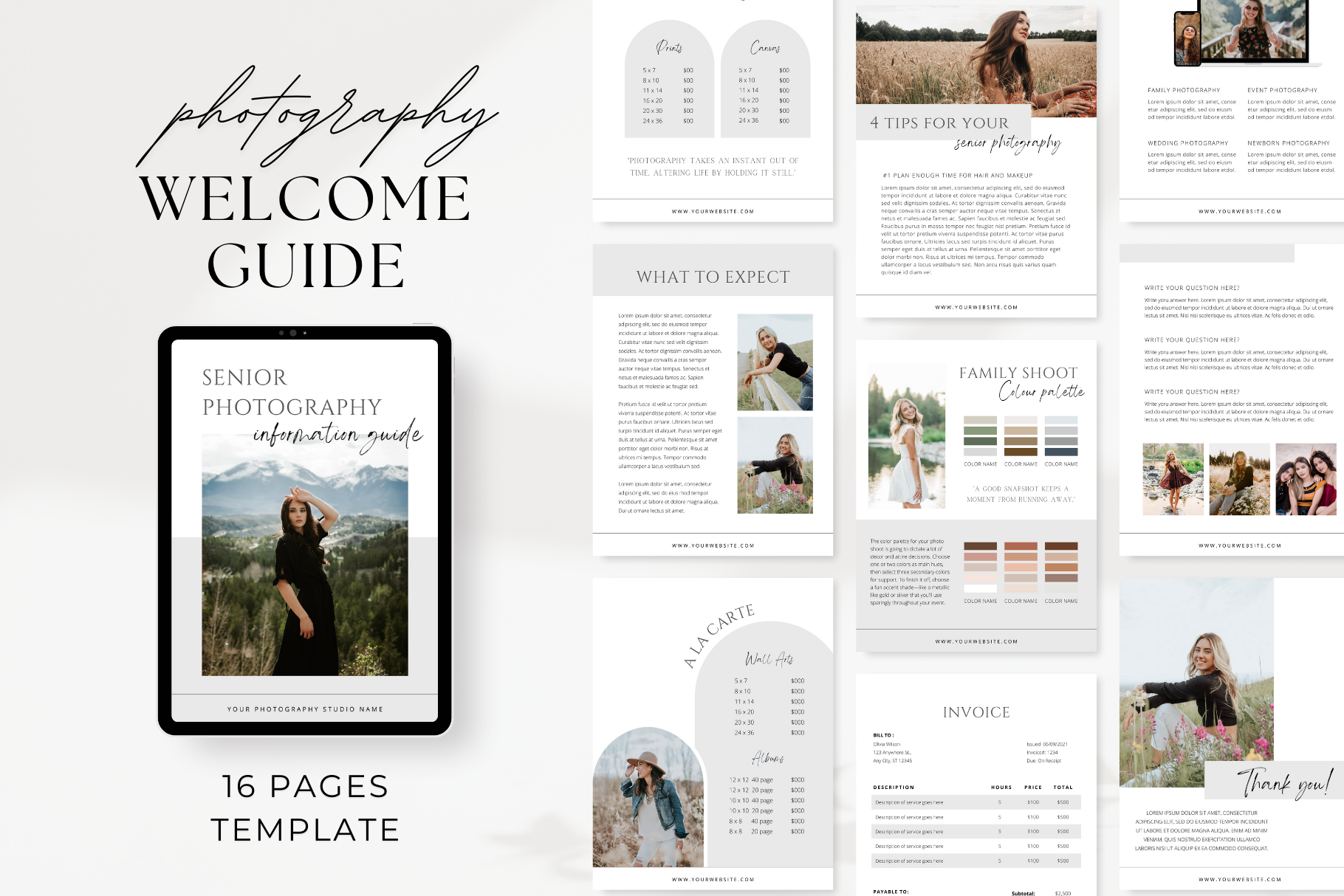 Senior Photography Welcome Guide | Magazine Templates ~ Creative Market