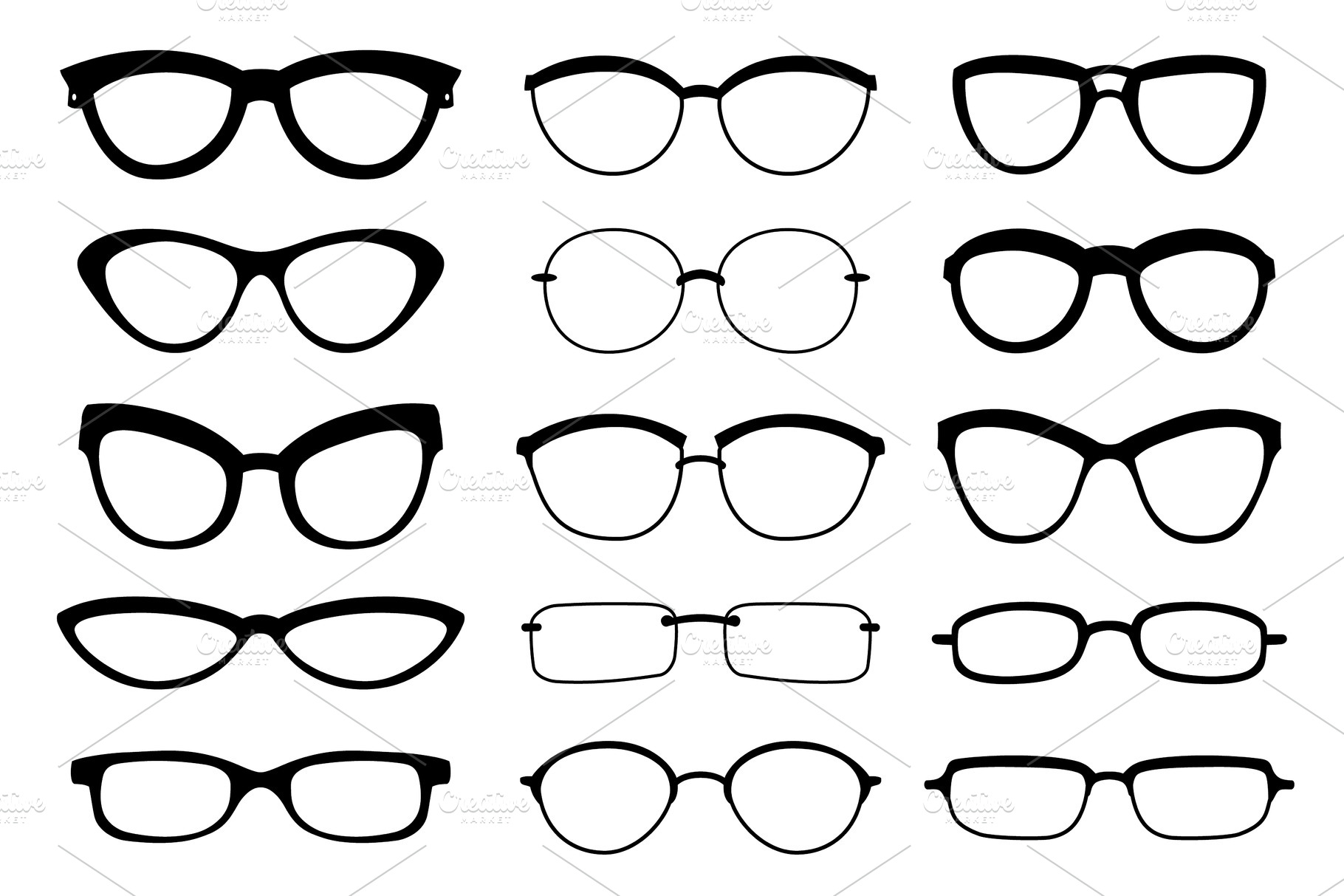 A Set Of Glasses Isolated Vector Healthcare Illustrations ~ Creative Market