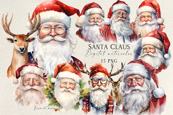 Santa Claus Clipart Bundle By Vasmila in Illustrations