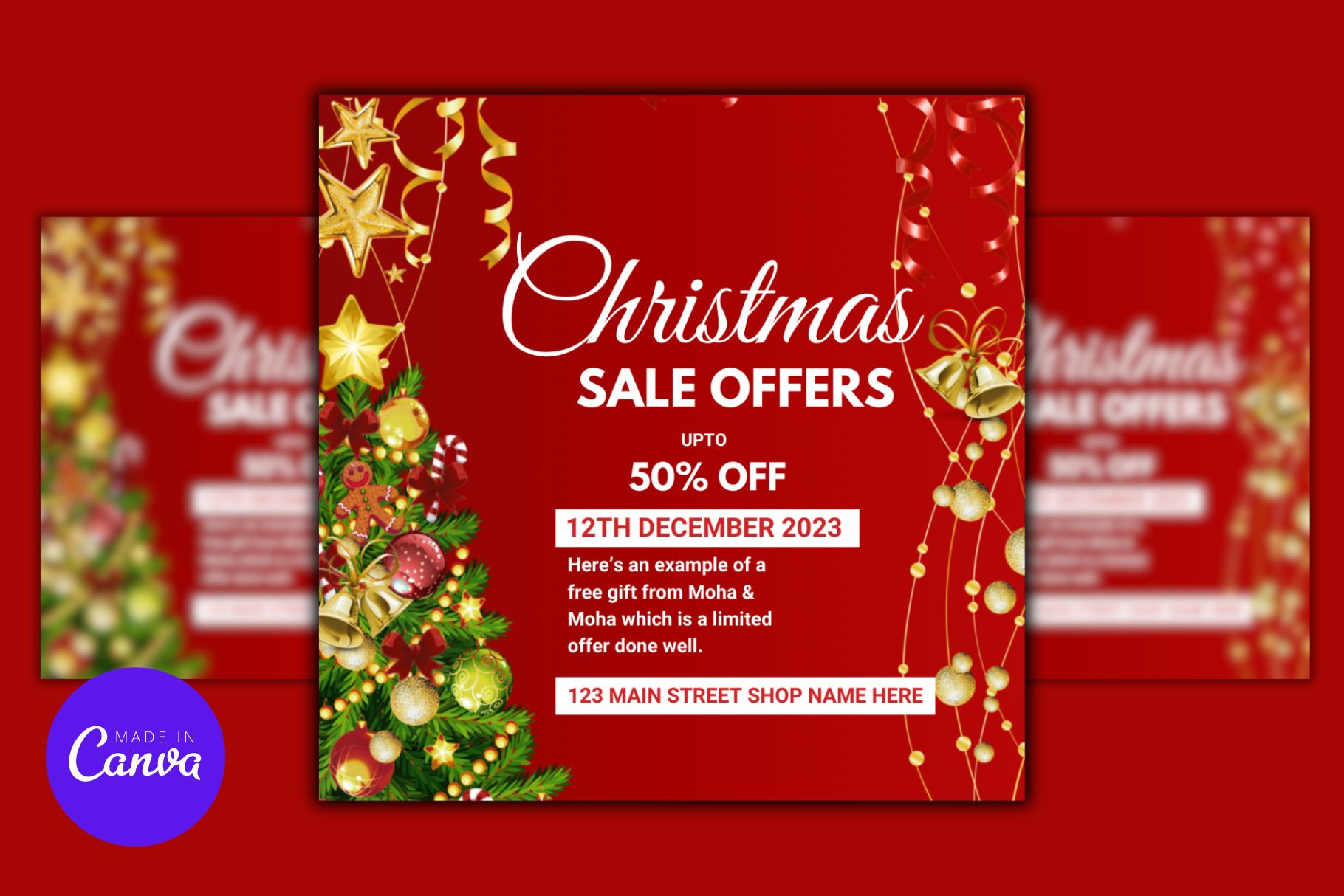 Christmas Sale Offers Canva Template | Social Media Templates ...