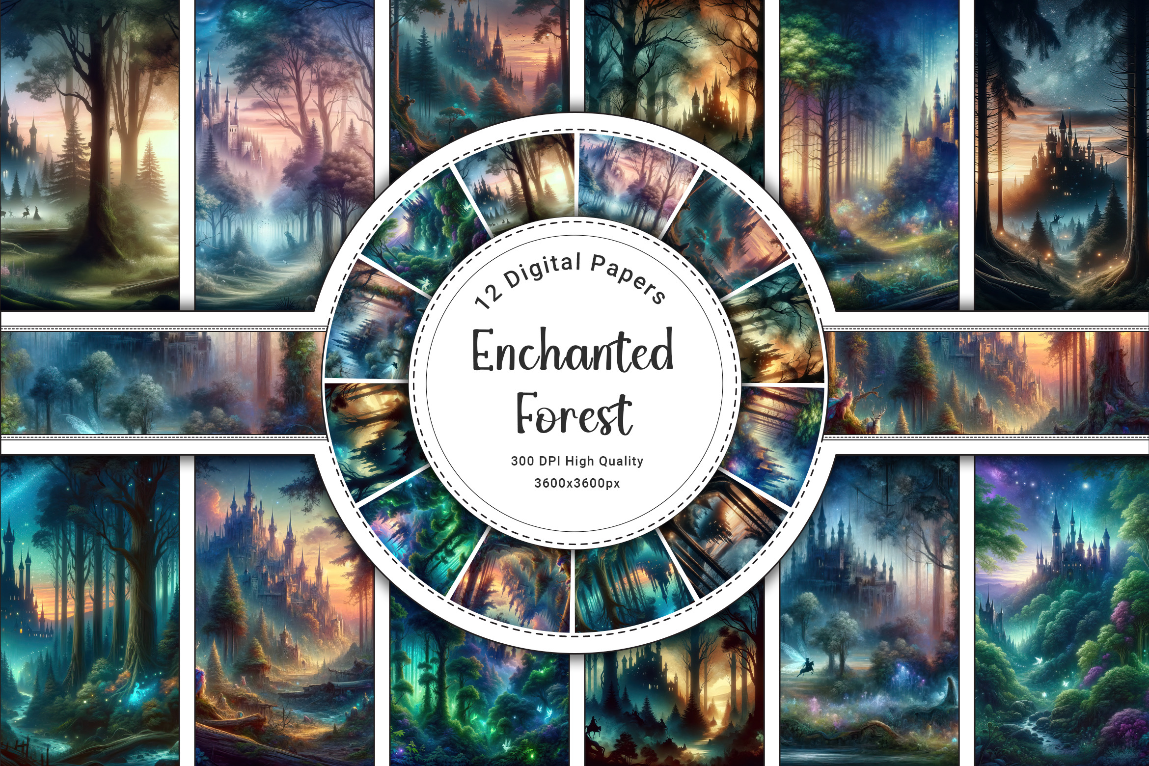 Enchanted Forest Digital Papers | Creative Market