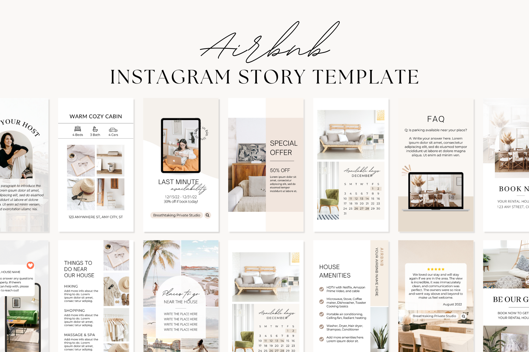 Airbnb Instagram Story Template | Social Media Templates ~ Creative Market