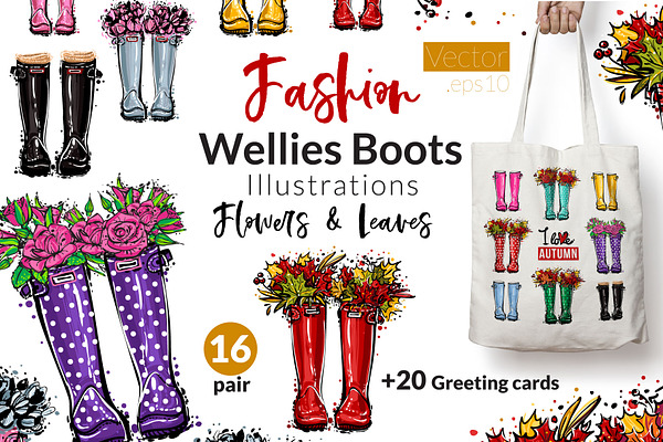 Download Wellies Boots Fashion Illustration Pre Designed Photoshop Graphics Creative Market