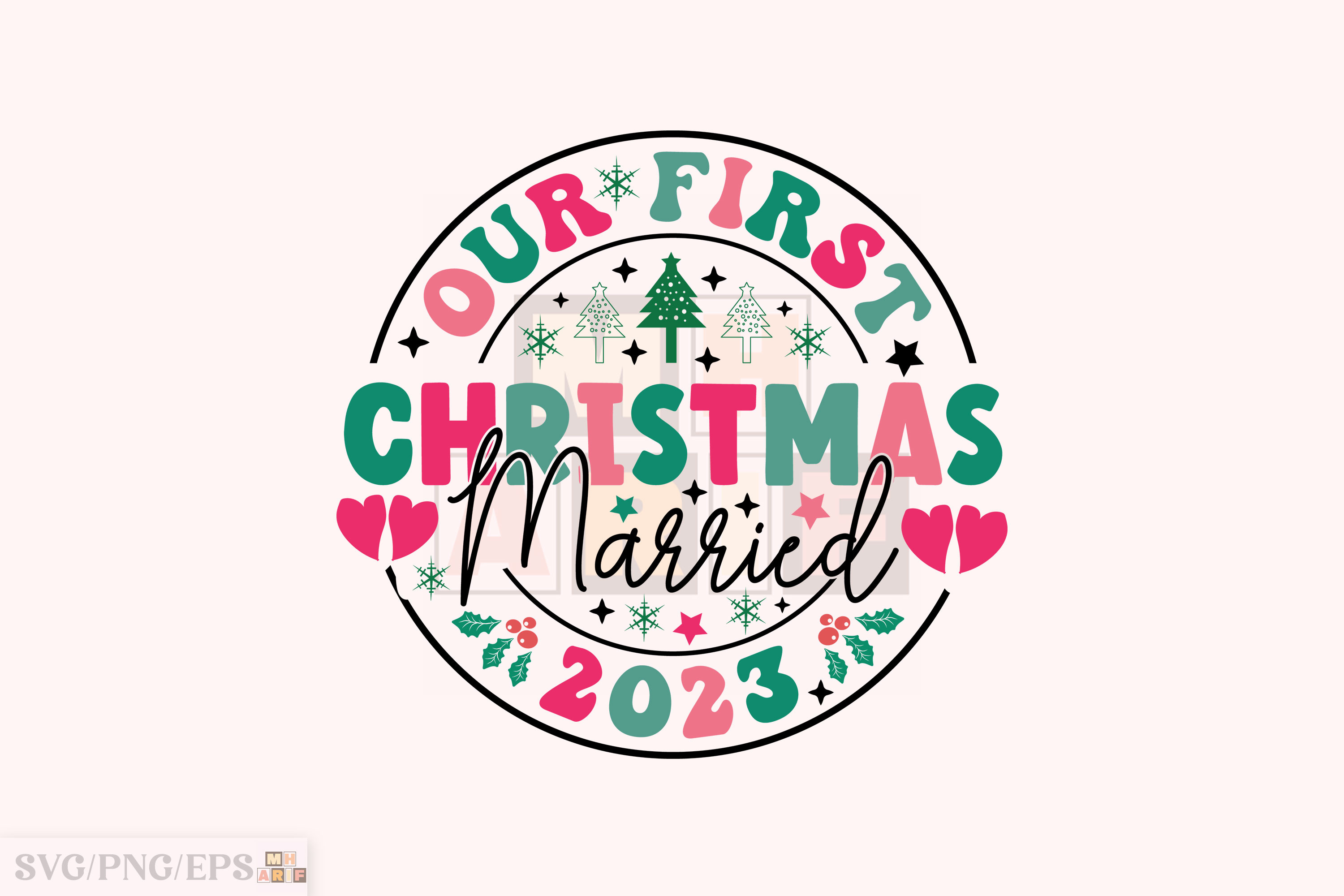 Our First Christmas Married 2023 SVG Graphics Creative Market