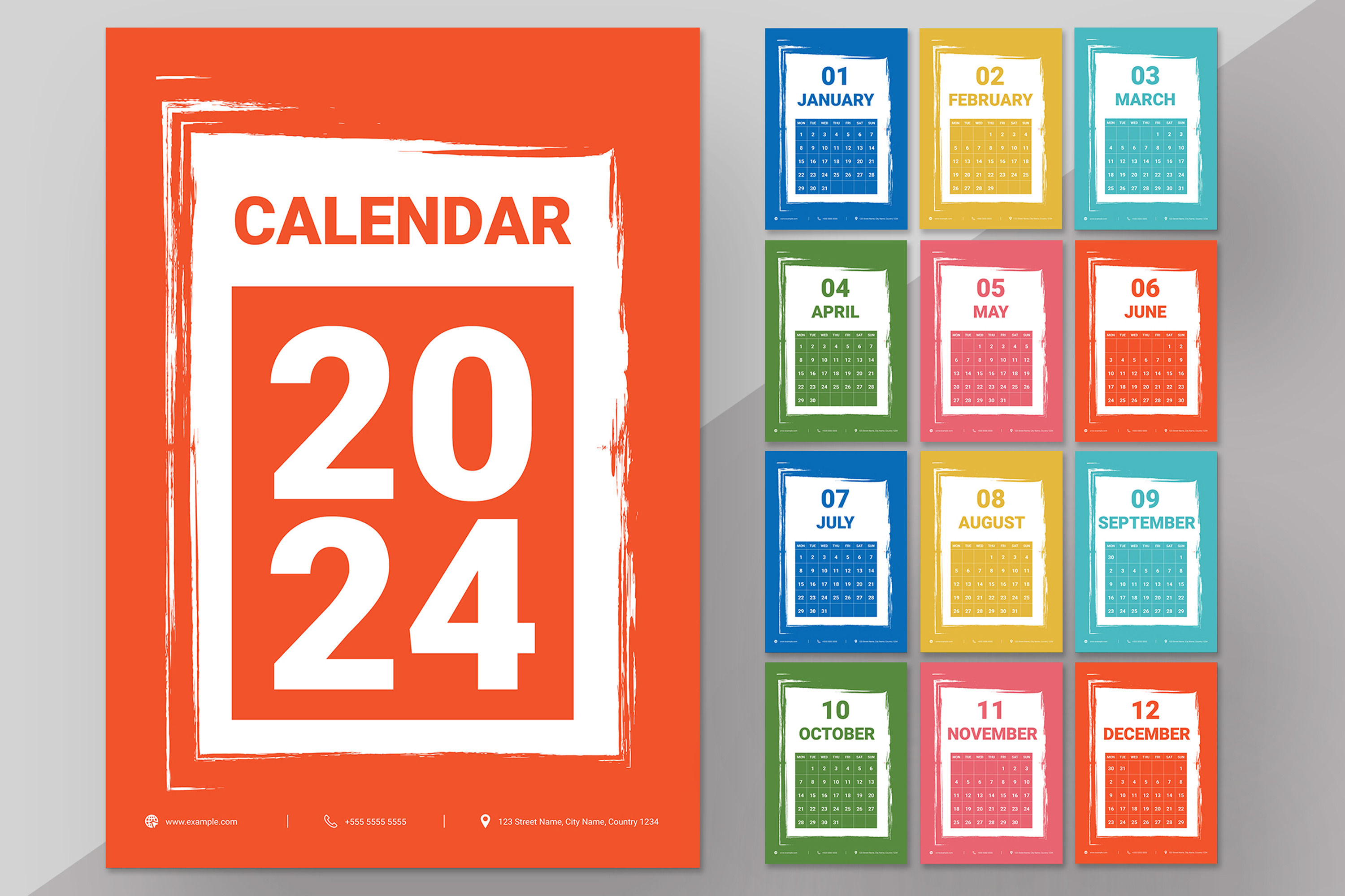 Yearly Calendar Template For 2024 Creative Market