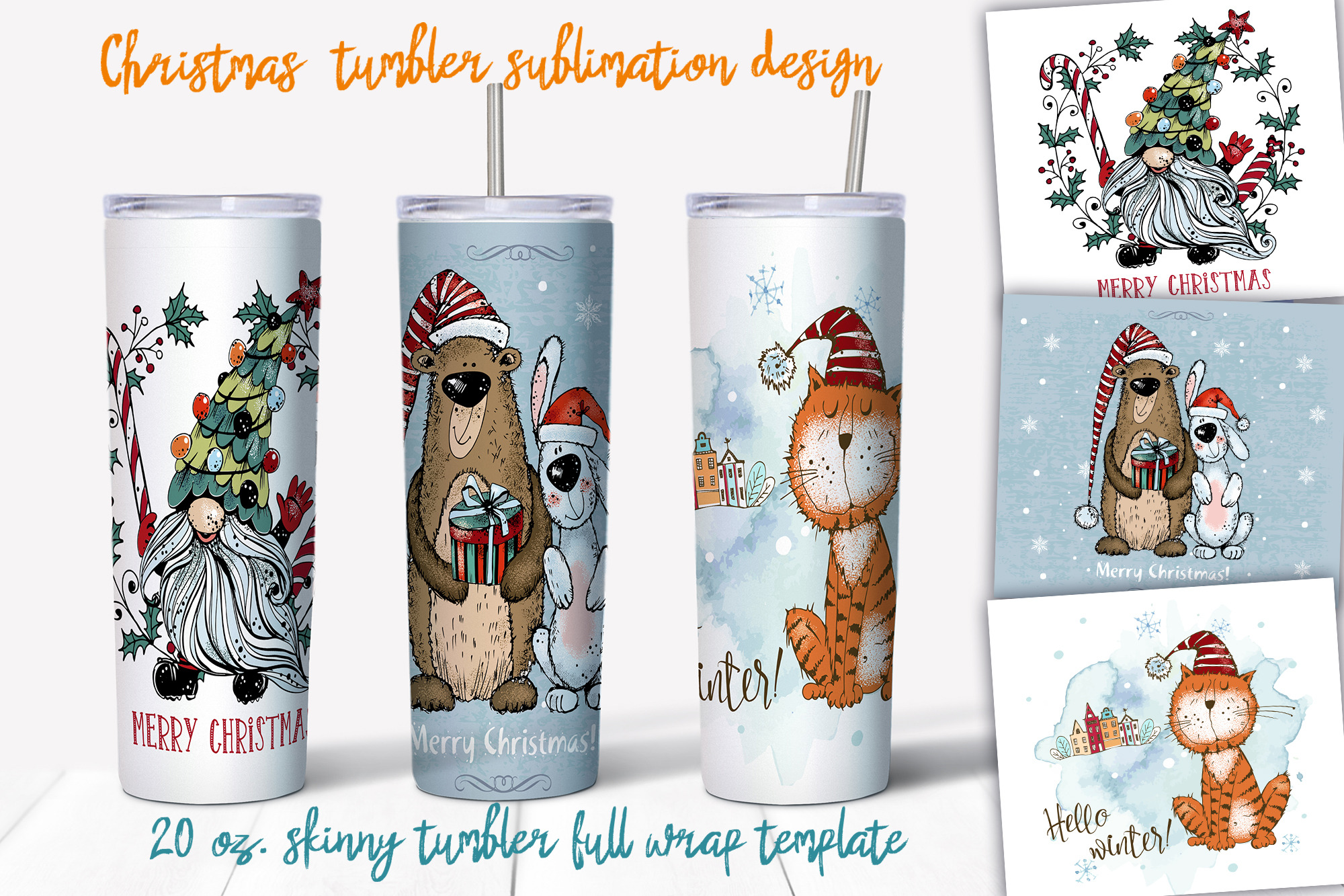 Christmas Gnomes 3 Tumbler Sublimation Graphic by grigaola