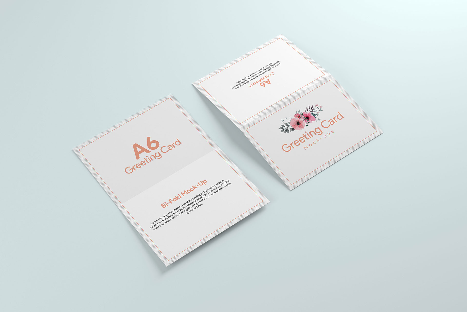 Download A6 Greeting Card X2 Mockup Creative Photoshop Templates Creative Market