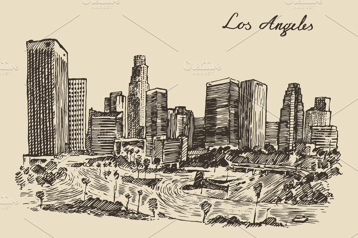 Los Angeles (California) skyline Illustrations Creative Market