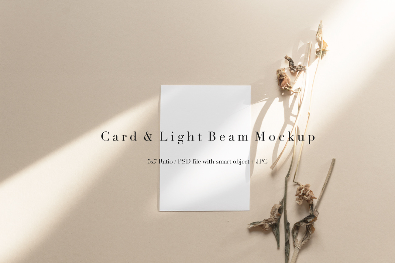 5x7 Card And Light Beam Mockup | Custom Designed Graphics ~ Creative Market