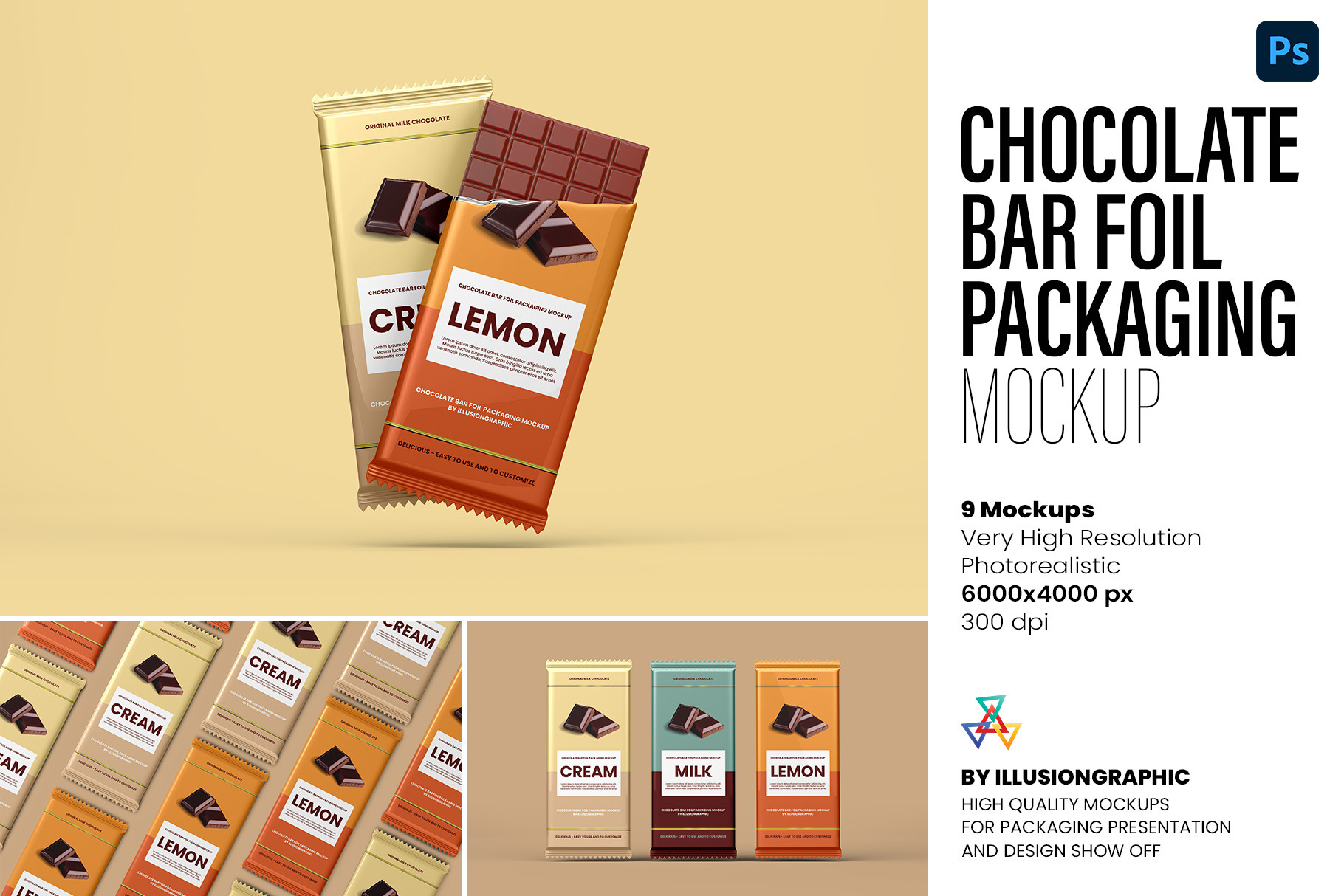 Chocolate Bar Foil Packaging Mockup Packaging Mockups ~ Creative Market