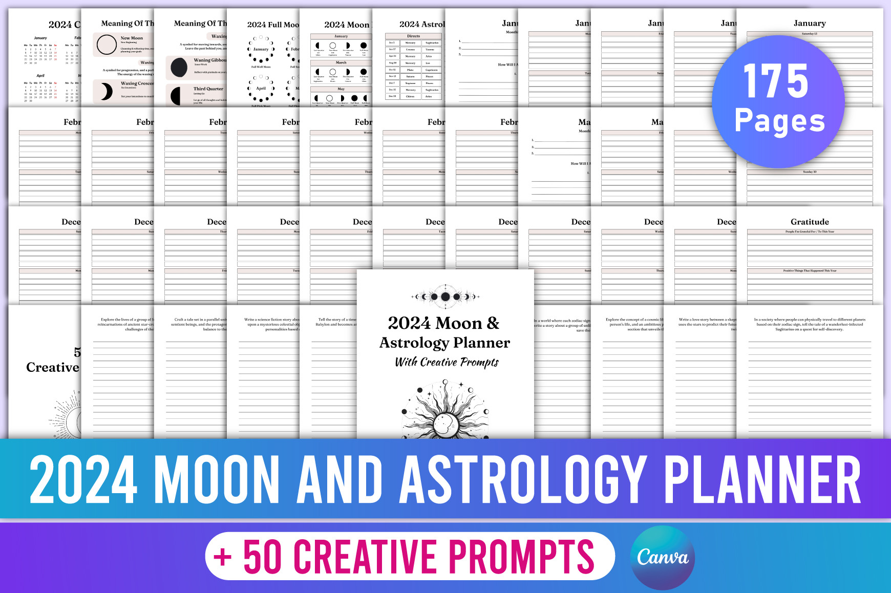 2024 Moon And Astrology Planner Prompt Creative Market