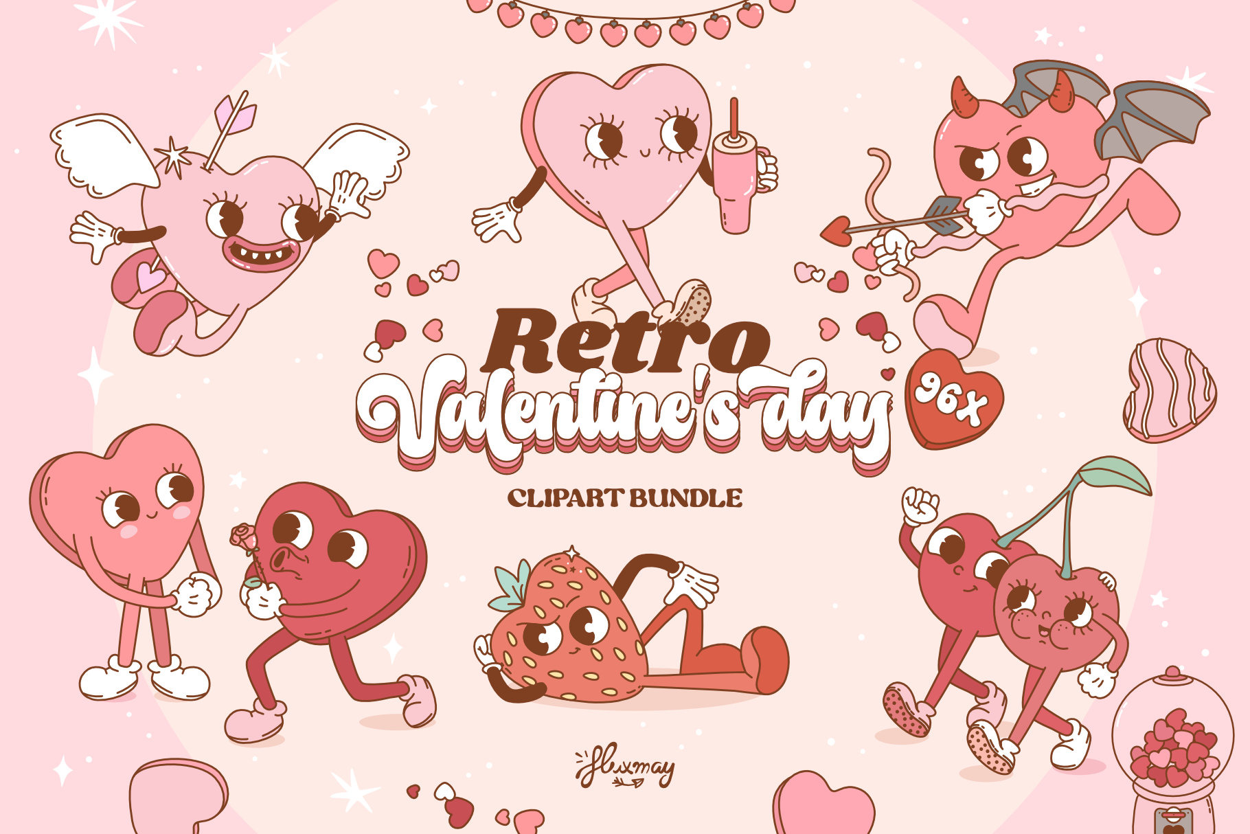 Vintage Valentines Clipart, Retro Valentines, Retro Clipart, Valentine  Digital Download, Vintage Printable Valentines Girl PNG 